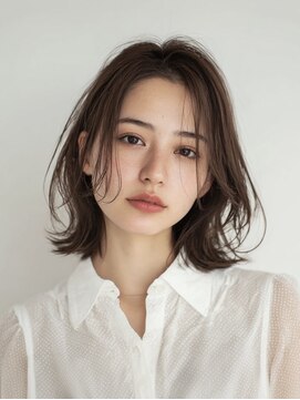 アグ ヘアー ネスト 茨木店(Agu hair nest) くびレイヤーエモージュふんわりカール透明感アッシュ