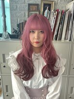 ヘアー アレス(hair ales)&nbsp;ピンクベージュ　前髪　アンブレラカラー　イメチェン