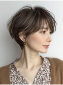 大人可愛い40代50代くびれショートボブ丸みショート