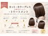 カット+カラーグレス(白髪染め・白髪ぼかし)+毛染め専用トリートメント