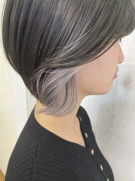 プランタン(Printemps) 透け感バングショートウルフ☆イヤリングカラー×グレージュ