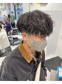 波巻束感ショートハイライトツーブロックマッシュ