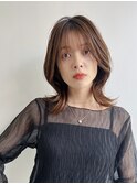 大人ミディアムヘア ワンホン レイヤーひし形面長丸顔K20240127
