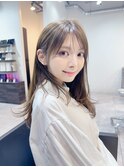 ブリーチなし/透明感/レイヤー/シースルーバング/前髪/小顔