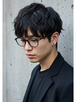 キャンバス バイ ネオリーブ 横浜西口(Canvas by neo.)&nbsp;センターパートニュアンスパーマ黒髪刈り上げ刈り上げ