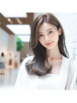 ヘアーズ ベリー 津福店(hairs BERRY)&nbsp;★ブリーチなし小顔ロングレイヤーカットハッシュカットベージュ