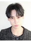 シースルーセンターパートニュアンスパーマ黒髪韓国ヘア