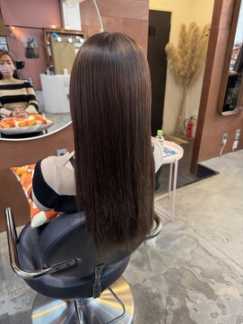 チャプター 問屋町(chapter) ブリーチなしミルクティーブラウン顔周りレイヤーカット韓国ヘア