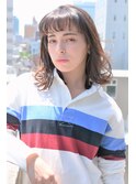 小顔外ハネボブ/厚めバング/アッシュブラウン/ハイライト/無造作