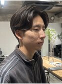 men`sメンズカットツーブロックセンターパート韓国風ヘッドスパ