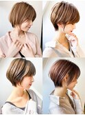 20代30代40代抜け感ショートレイヤーミルクティベージュ