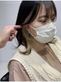 インナーカラーイヤリングカラーケアブリーチハイライトミニボブ