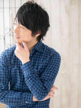 トニーアンドガイ メン 与野駅前店(TONI&GUY MEN) アッシュブラックで無造作プチウルフ束感ショートd