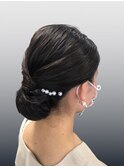 およばれヘアアレンジ 結婚式 パーティー シニオンアレンジ