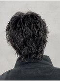 マッシュパーマ/ウルフ/アッシュブラック/カルマパーマ/ウルフ