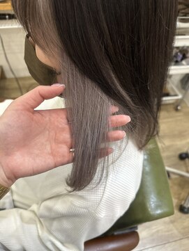 グリーンルームセカンド 結城店(GREEN ROOM. 2nd) インナーカラー×ホワイトグレー