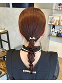 チェリーピンクのタイト編み下ろし