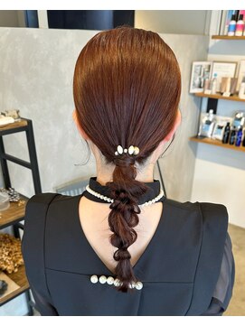 バレッタ(barretta) チェリーピンクのタイト編み下ろし