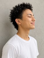 トゥルートラスト オムオム 甲府和戸(True Trust HOMME HOMME) メンズ スパイキーショート×アップバング×黒髪