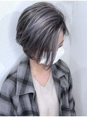 ショートボブ×ホワイトバレイヤージュ×ブリーチ２回