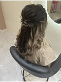 耳出さない編み込みハーフアップ/北新地ヘアセット