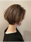 白髪ぼかしハイライト/ショートカット/40代50代/【西長堀駅】