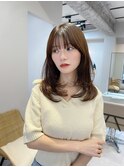 韓国風レイヤーカットブリーチダブルカラー前髪 