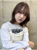 韓国風くびレイヤーミディアムシースルーバングヘア