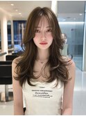 くびれロングレイヤー × ベージュブラウン