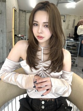 サイン 表参道(SIGN) 韓国ヘアーハッシュカットレイヤーカットグレージュブリーチ無し