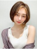 耳かけショートボブ似合わせカット30代40代チェリーブラウン