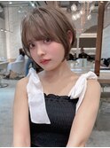 □ マロンベージュ/ショート/前髪/レイヤー/髪質改善/縮毛矯正