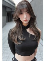 アンジェリカラボ 梅田店(ANGELICA LABO)&nbsp;韓国風くびれレイヤーカット×グレージュ×透明感ブラウン川又