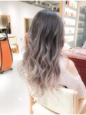 アッシュグレージュグラデーションカラー!ロング 3Dカラーモード