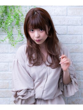 ヘアーアートシフォン 池袋西口店(Hair art chiffon) 切りっぱなしハイライトカラー濡れ髪ココアブラウンカーリー池袋
