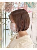 10代20代【髪質改善カラー】切りっぱなしボブミルクティーカラー