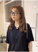 オレンジカラー×パーマ風スタイル
