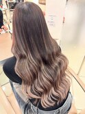 横浜エクステンション/ピンクブラウンハイライトグラデ/長さだし