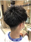 大人男性ナチュラルパーマビジカジ清潔感アッシュブラック