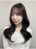 顔まわりレイヤー 艶カラー 暗髪 韓国風 髪質改善 福岡美容室