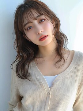 ヘアメイク アージュ 天神西通り店(HAIR MAKE age) ベージュカラー セミロング ダメージレスカラー ゆる巻き