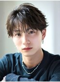 フェザーパーマセンターパートニュアンスパーマ韓国マッシュ黒髪