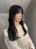 〈ふんわりロングレイヤー/透け感ダークグレージュ〉