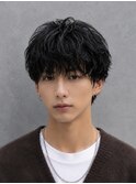 シャドウパーマショートマッシュ無造作ヘア