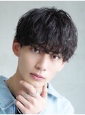 波巻きツイストスパイラルパーマメンズマッシュウルフ