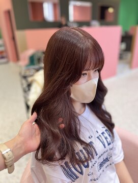 モア 岡崎(more) stylist大山 韓国アイドル風 顔周りレイヤー×ピンクブラウン