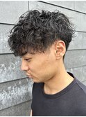 メンズマッシュパーマ波巻スパイラルパーマニュアンスパーマ眉毛