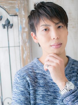 メンズヘア ビーセカンド 草加店(MENS HAIR B-2) 30代40代斜めバングアースカラーフェザーショートX草加