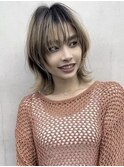 ひし形シルエットのくびレイヤーネオウルフ　ウルフカット