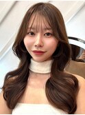 メルティカラーフェミニンロング似合わせカット韓国ブリーチなし
